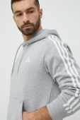 Бавовняна кофта adidas чоловіча колір сірий з капюшоном меланж