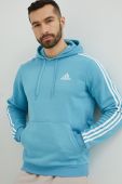Кофта adidas чоловіча колір бірюзовий з капюшоном з аплікацією