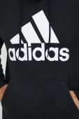 Бавовняна кофта adidas чоловіча колір чорний з капюшоном з принтом (2987900)