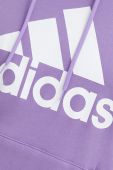Бавовняна кофта adidas чоловіча колір фіолетовий з капюшоном з принтом