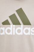 Бавовняний лонгслів adidas чоловіча колір бежевий з принтом