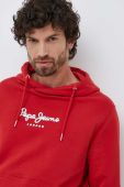 Бавовняна кофта Pepe Jeans Edward Hoodie чоловіча колір червоний з капюшоном з принтом