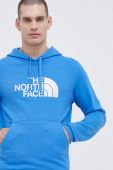 Бавовняна кофта The North Face чоловіча з капюшоном з аплікацією колір блакитний