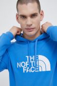 Бавовняна кофта The North Face чоловіча з капюшоном з аплікацією колір блакитний