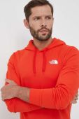 Бавовняна кофта The North Face чоловіча колір червоний з капюшоном однотонна