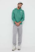 Бавовняна кофта The North Face чоловіча колір зелений з капюшоном однотонна