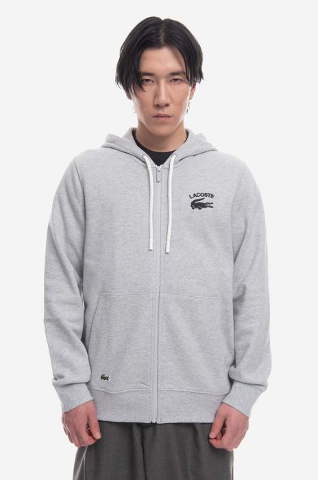 Бавовняна кофта Lacoste чоловіча колір синій з капюшоном з аплікацією SH2481-166