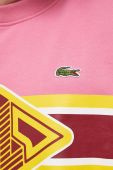 Бавовняна кофта Lacoste чоловіча колір рожевий з принтом