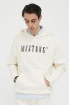 Бавовняна кофта Mustang чоловіча колір бежевий з капюшоном з принтом