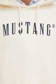 Бавовняна кофта Mustang чоловіча колір бежевий з капюшоном з принтом