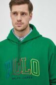 Кофта Polo Ralph Lauren чоловіча колір зелений з капюшоном з аплікацією (3068929)