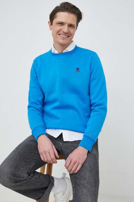 Кофта Tommy Hilfiger чоловіча  однотонна колір блакитний (3038968)