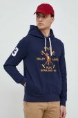 Кофта Polo Ralph Lauren чоловіча колір синій з капюшоном з аплікацією (2957326)