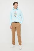 Кофта Polo Ralph Lauren чоловіча з капюшоном з принтом колір блакитний (3169913)