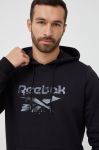 Кофта Reebok чоловіча колір чорний з капюшоном з принтом (3039001)
