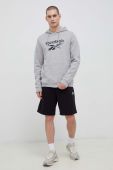 Кофта Reebok чоловіча колір сірий з капюшоном візерунок