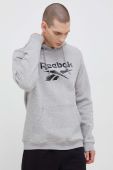 Кофта Reebok чоловіча колір сірий з капюшоном візерунок