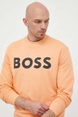 Бавовняна кофта BOSS BOSS ORANGE чоловіча колір помаранчевий з принтом