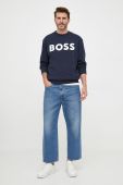 Бавовняна кофта BOSS BOSS ORANGE чоловіча колір синій з принтом