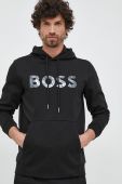 Кофта BOSS BOSS GREEN чоловіча колір чорний з капюшоном з принтом (3130360)