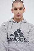 Кофта adidas чоловіча колір сірий з капюшоном з принтом (3147318)