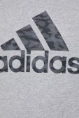 Кофта adidas чоловіча колір сірий з капюшоном з принтом (3147318)