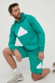 Кофта adidas чоловіча колір зелений з капюшоном з принтом (3241022)