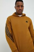 Кофта adidas чоловіча колір коричневий з капюшоном з принтом