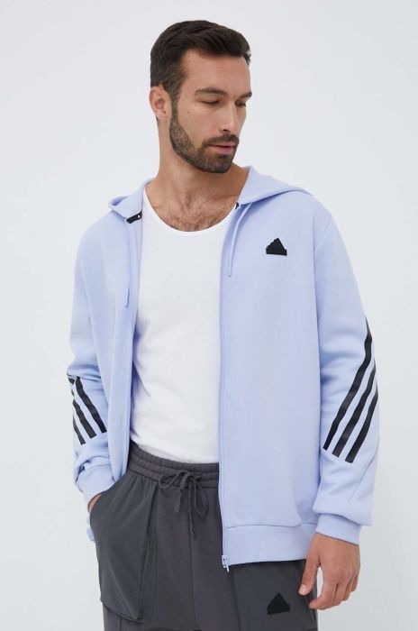 Кофта adidas чоловіча з капюшоном з принтом колір блакитний (3284730)