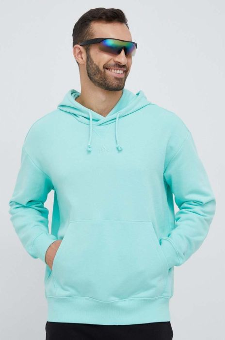 Кофта adidas чоловіча колір зелений з капюшоном однотонна (3116317)