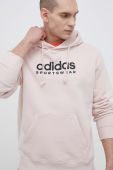 Кофта adidas чоловіча колір рожевий з капюшоном з принтом
