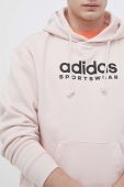 Кофта adidas чоловіча колір рожевий з капюшоном з принтом