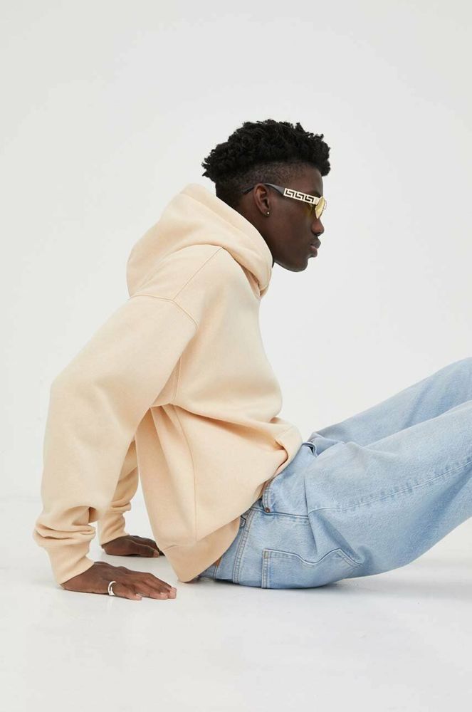 Кофта G-Star Raw чоловіча колір бежевий з капюшоном з принтом (3169923)