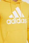Бавовняна кофта adidas чоловіча колір жовтий з капюшоном з принтом