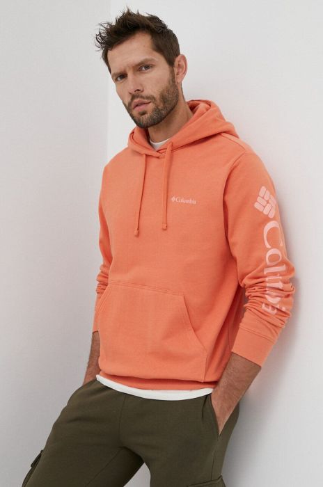 Кофта Columbia чоловіча колір помаранчевий з капюшоном однотонна