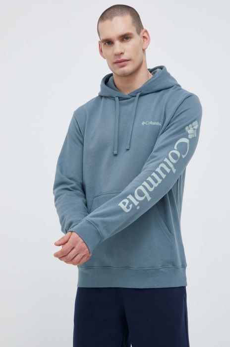 Кофта Columbia чоловіча колір зелений з капюшоном однотонна (2953711)