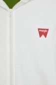 Бавовняна кофта Wrangler чоловіча колір білий з капюшоном з принтом