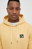 Бавовняна кофта Quiksilver чоловіча колір жовтий з капюшоном візерунок