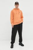 Бавовняна кофта Tommy Jeans чоловіча колір помаранчевий з капюшоном з аплікацією