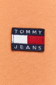 Бавовняна кофта Tommy Jeans чоловіча колір помаранчевий з капюшоном з аплікацією