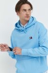Бавовняна кофта Tommy Jeans чоловіча з капюшоном з аплікацією колір блакитний (2999903)