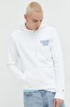 Бавовняна кофта Tommy Jeans чоловіча колір білий з капюшоном з принтом (2979526)