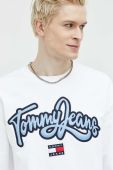 Бавовняна кофта Tommy Jeans чоловіча колір білий з аплікацією (3013213)