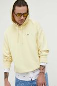 Бавовняна кофта Tommy Jeans чоловіча колір жовтий з капюшоном однотонна