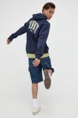 Бавовняна кофта Tommy Jeans чоловіча колір синій з капюшоном однотонна