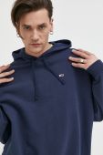 Бавовняна кофта Tommy Jeans чоловіча колір синій з капюшоном однотонна