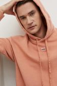 Бавовняна кофта HUGO чоловіча колір помаранчевий з капюшоном однотонна
