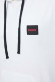 Бавовняна кофта HUGO чоловіча колір білий з капюшоном однотонна