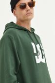 Кофта DC чоловіча колір зелений з капюшоном з принтом