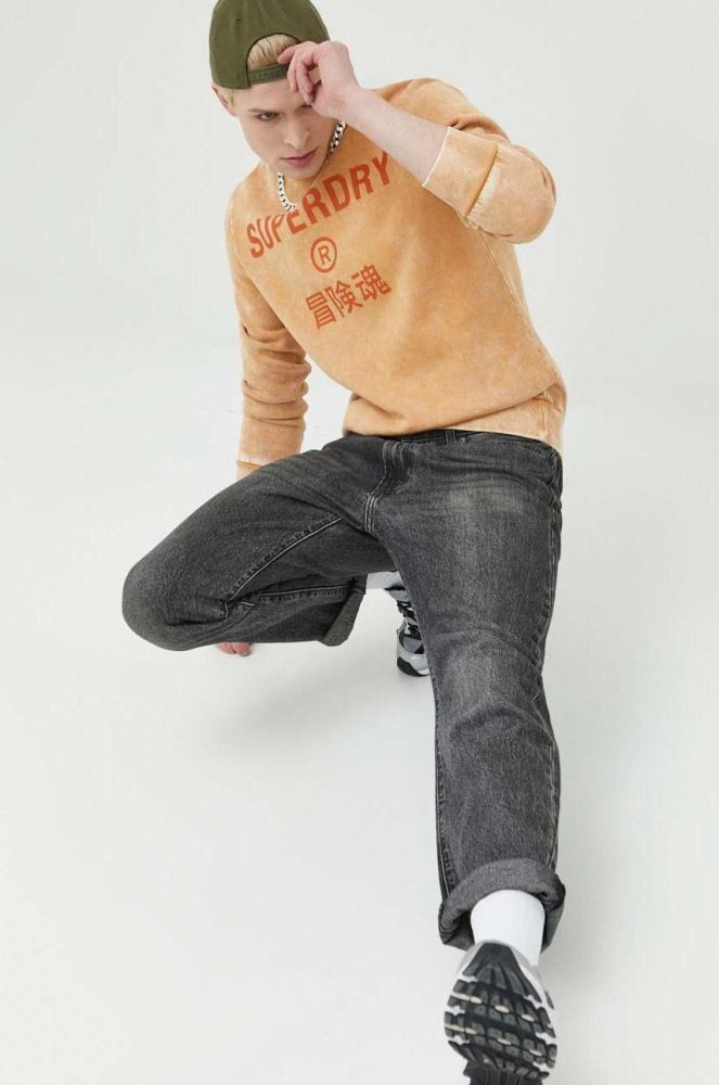 Кофта Superdry чоловіча колір помаранчевий з принтом (3027516)